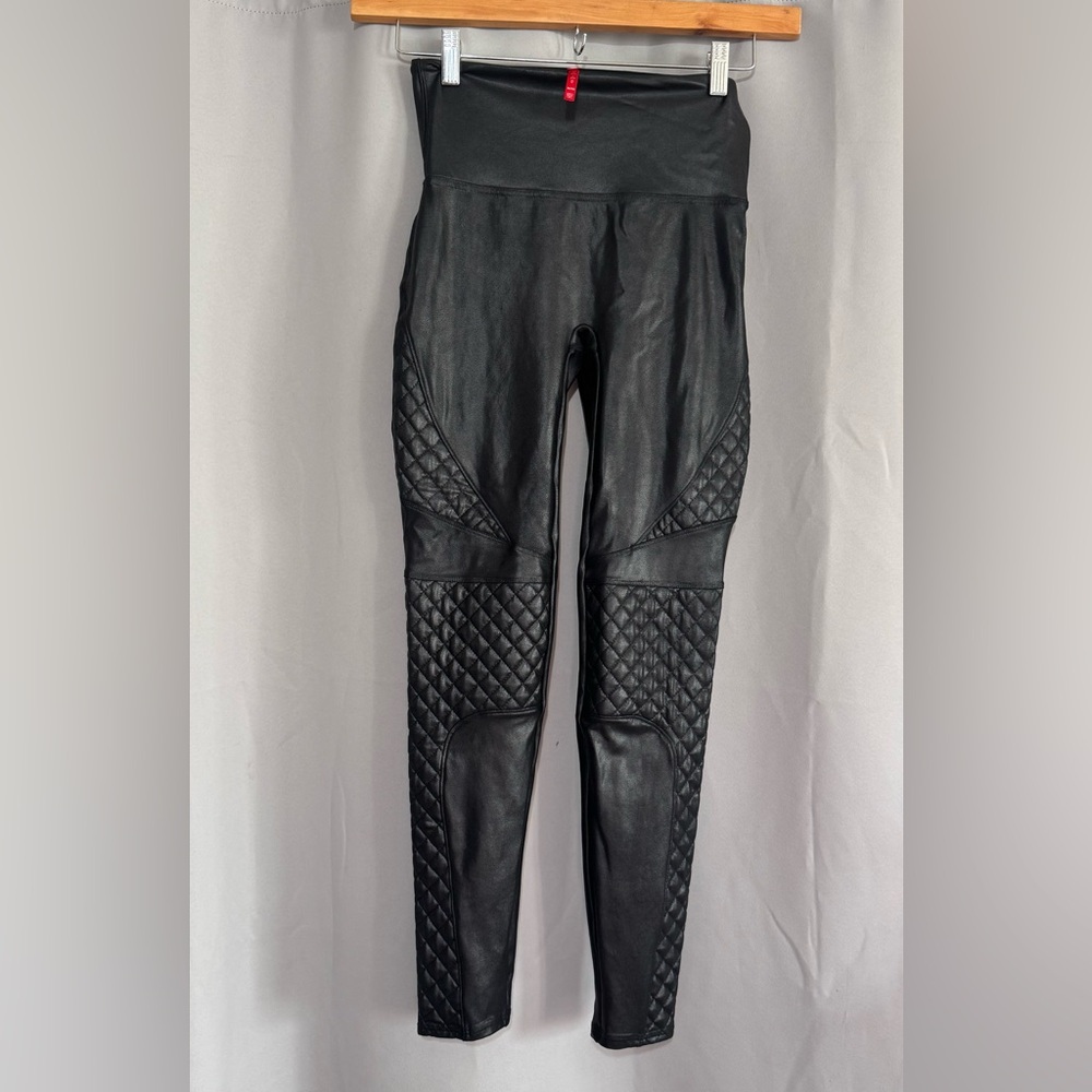 SPANX Faux Leather Moto Black Leggings
